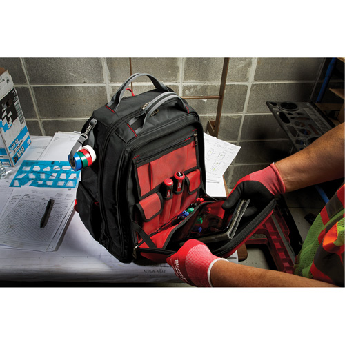 Packout Backpack, 15-3/4" L x 11-4/5" W, Black/Red, Ballistic NTL Industrial
