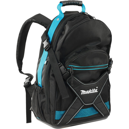 Jobsite Backpack, 9-1/2" L x 15" W, Black/Blue, Polyester NTL Industrial