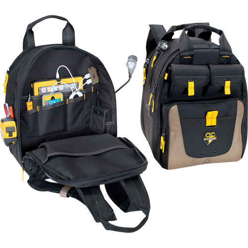 E-Charge Back Pack, 15" L x 10-1/2" W, Black, Polyester NTL Industrial