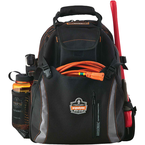 Arsenal&reg; 5843 Tool Backpack, 13-1/2" L x 8-1/2" W, Black, Polyester NTL Industrial