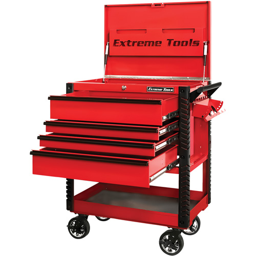 EX Deluxe Series Tool Cart, 4 Drawers, 22-7/8" L x 33" W x 44-1/4" H, Red NTL Industrial