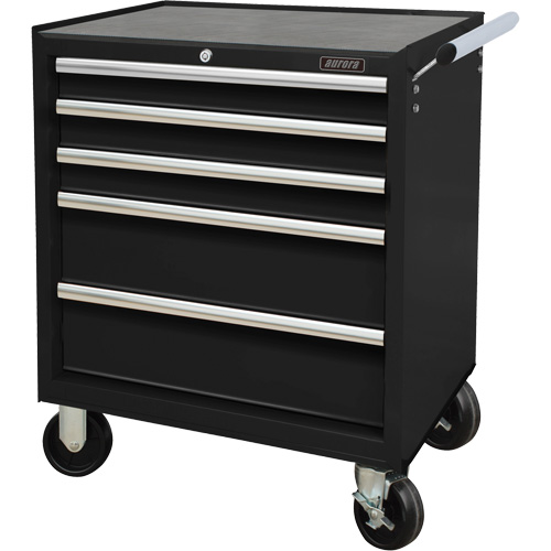 Industrial Tool Cart, 5 Drawers, 27" W x 18-3/4" D x 31-1/2" H, Black NTL Industrial