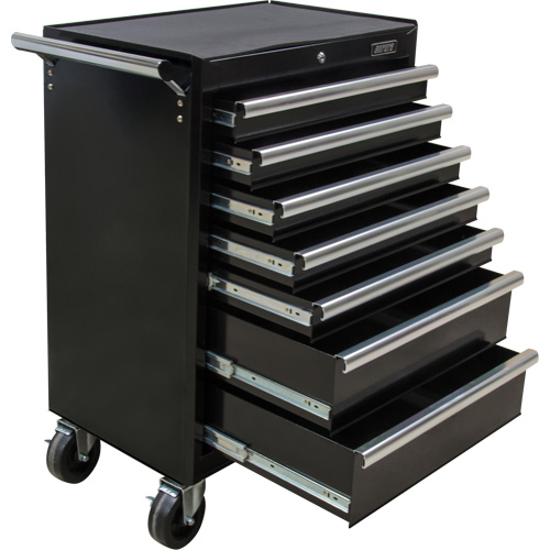 Industrial Tool Cart, 7 Drawers, 27" W x 18-3/4" D x 39" H, Black NTL Industrial