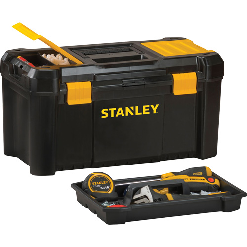 Essential&reg; Tool Box with Tray, 19" W x 9-7/8" D x 9-3/4" H, Black/Yellow NTL Industrial