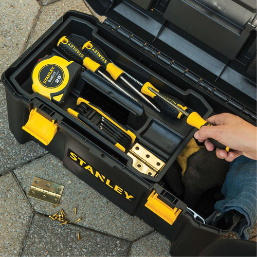 Essential&reg; Tool Box with Tray, 19" W x 9-7/8" D x 9-3/4" H, Black/Yellow NTL Industrial