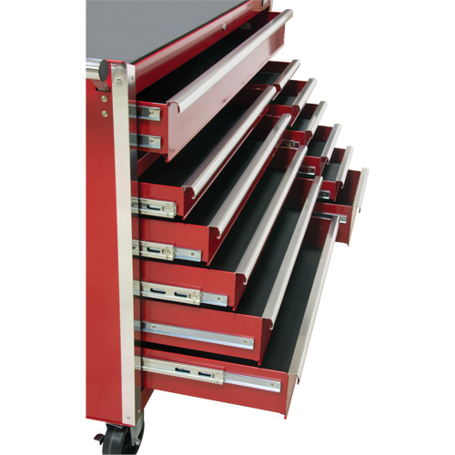 Industrial Tool Cart, 12 Drawers, 56" W x 24-1/2" D x 38-1/8" H, Red NTL Industrial