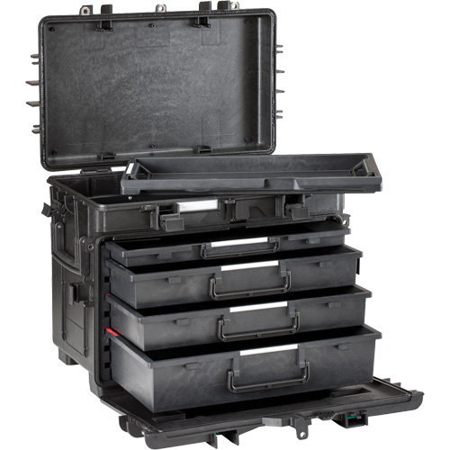 Coffre &agrave; outils militaire mobile avec tiroirs, 4 tiroirs, 22-4/5" la x 15" p x 18" h, Noir NTL Industrial