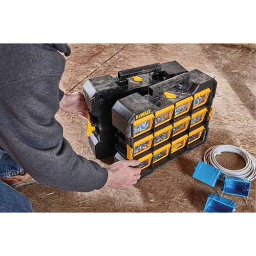 Flip-Bin Organizer, 3-7/8" W x 17-3/4" D x 13-7/8" H, Black/Yellow NTL Industrial