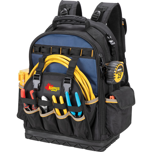 Sac &agrave; dos &agrave; outils &agrave; base moul&eacute;e, 18" lo x 13" la, Noir/Bleu, Balistique/Polyester NTL Industrial