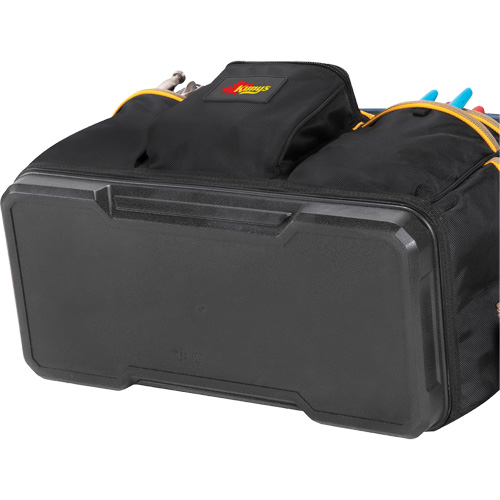 Molded Base Contractor's Closed-Top Tool Bag, Ballistic Polyester, 29 Pockets, Black/Blue NTL Industrial