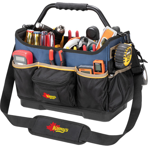 Molded Base Open-Top Tool Box, Ballistic Polyester, 17 Pockets, Black/Blue NTL Industrial