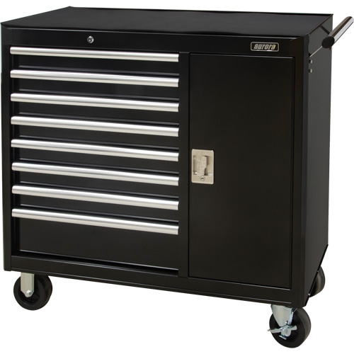 Industrial Tool Cart, 8 Drawers, 44-3/10" W x 21-1/10" D x 36-7/10" H, Black NTL Industrial