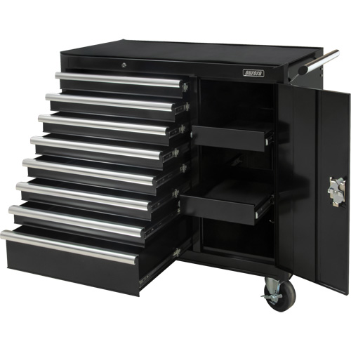 Industrial Tool Cart, 8 Drawers, 44-3/10" W x 21-1/10" D x 36-7/10" H, Black NTL Industrial