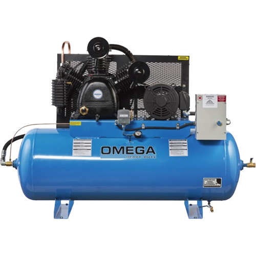 Compresseurs d'air s&eacute;rie industrielle - Compresseurs horizontaux - Deux &eacute;tages, 200 gal. (240 gal. US) NTL Industrial