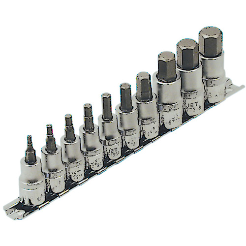 HSW3812-10 SAE Bit Socket Set, Hex, 1/2"/3/8" Drive, 10 Pcs NTL Industrial