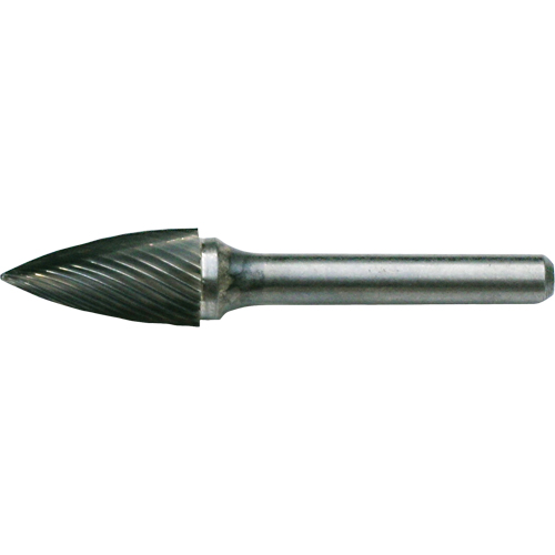 Solid Carbide Burrs - Tree Shape Pointed End, SG-3, 3/8" Dia., 1/4" Shank, 3/4" Depth of Cut NTL Industrial
