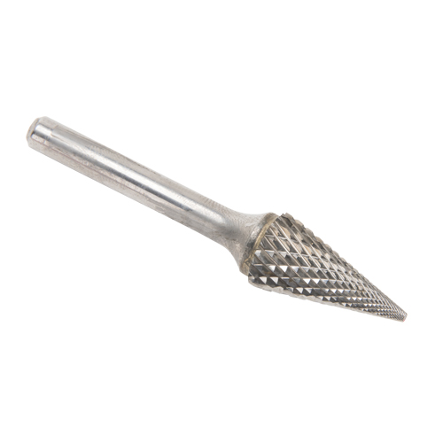 Solid Carbide Burrs - Pointed Cone Shape, SM-5, 1/2" Dia., 1/4" Shank, 22.2 mm Depth of Cut NTL Industrial
