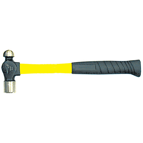 Heavy-Duty Fibreglass Handle Ball Pein Hammer, 8 oz. Head Weight, Plain Face, Cushion Handle NTL Industrial