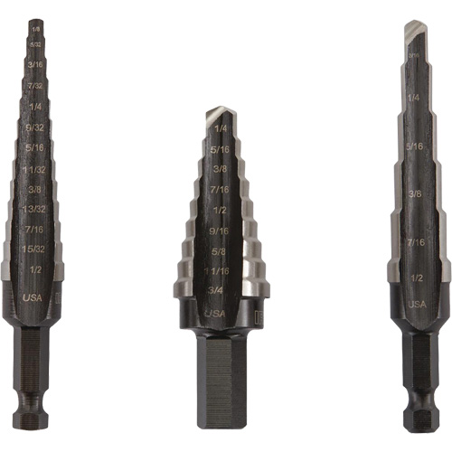 Unibit&reg; Step Drill Set, 3 Pieces, High Speed Steel NTL Industrial