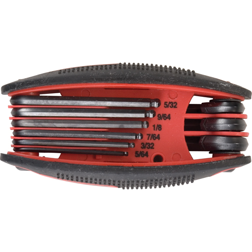 Ball End Folding Hex Key Sets, 9 Pcs., Imperial NTL Industrial