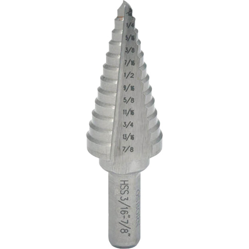 Foret &eacute;tag&eacute; progressif, 1/4" - 3/8", Incr&eacute;ments de 1/8", Acier rapide NTL Industrial
