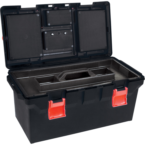 Plastic Tool Box, 22" W x 11" D x 10-1/2" H, Black NTL Industrial