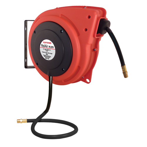 D&eacute;vidoir &agrave; enroulement automatique Rolair avec tuyau en PVC, Air, 3/8" x 30', Tuyau simple, 300 psi NTL Industrial