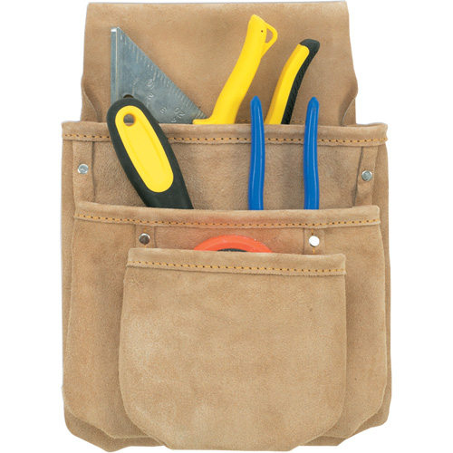 Poche pour outils de travail des cloisons s&egrave;ches, Porte-outil multiple, Cuir, 3 Poches NTL Industrial