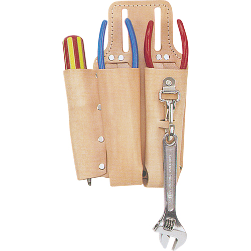 Porte-outils pour monteur de ligne, Porte-outil multiple, Cuir, 3 Poches NTL Industrial