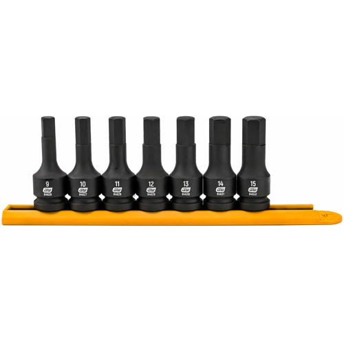 Impact Metric Bit Socket Set, Hex, 1/2" Drive, 7 Pcs NTL Industrial