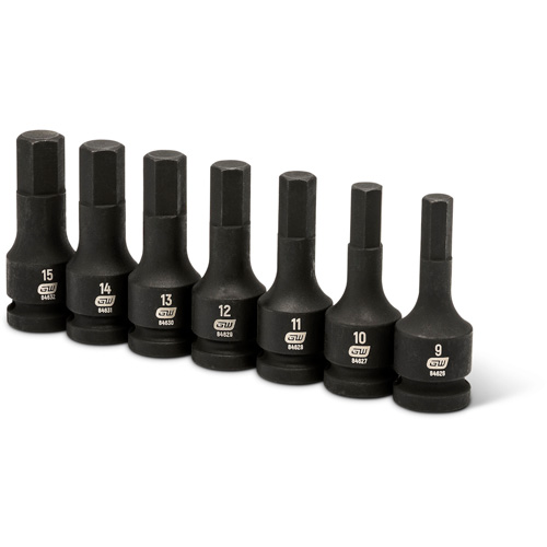Impact Metric Bit Socket Set, Hex, 1/2" Drive, 7 Pcs NTL Industrial