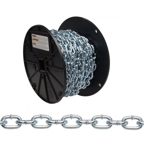Straight Link Machine Chain, Low Carbon Steel, #2 x 125' (38.1 m) L, 325 lbs. (0.1625 tons) Load Capacity NTL Industrial
