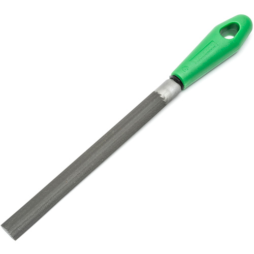 Double Cut File with Green Handle, Half Round, 8", Bastard NTL Industrial