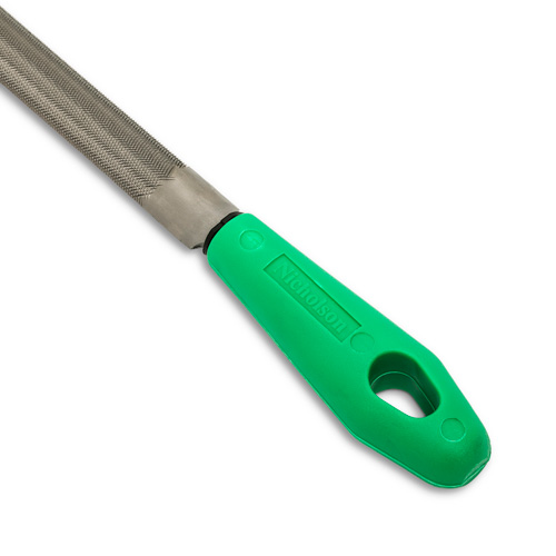 Double Cut File with Green Handle, Half Round, 8", Bastard NTL Industrial
