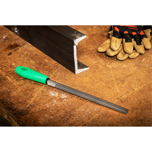 Double Cut File with Green Handle, Half Round, 8", Bastard NTL Industrial
