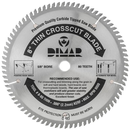 Industrial Saw Blade - Crosscut Thin Kerf, 8", 80 Teeth, Wood Use NTL Industrial