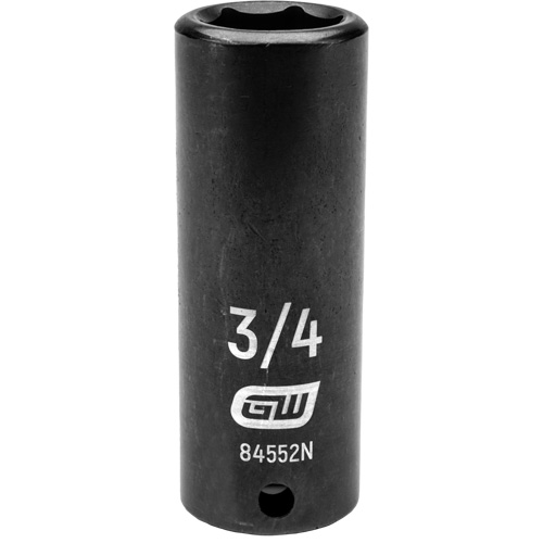 SAE Socket, Impact, 3/4", 1/2" Drive, 6 Points, Deep NTL Industrial