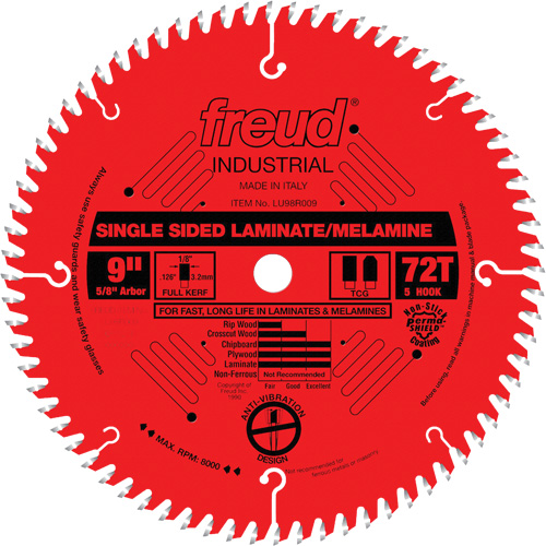 Lames de scie industrielle TCS pour panneaux de particules, 9", 72 dents, Pour Stratifi&eacute; NTL Industrial