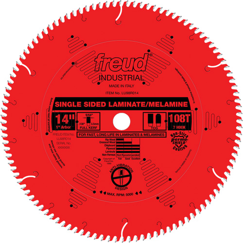 Lames de scie industrielle TCS pour panneaux de particules, 14", 108 dents, Pour Stratifi&eacute; NTL Industrial
