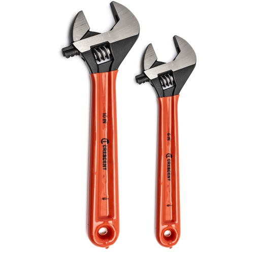 Jeu de cl&eacute;s &agrave; oxyde noir avec poign&eacute;es coussin&eacute;es, Ajustable, 2 morceaux, Imp&eacute;rial et m&eacute;trique NTL Industrial