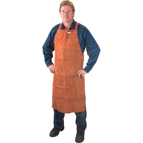Leather Apron, Bib, 48" L, Lava Brown NTL Industrial