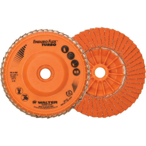 Enduro-Flex Turbo Flap Disc, 4-1/2" x 5/8"-11, Type 27S, 80 Grit, Ceramic NTL Industrial