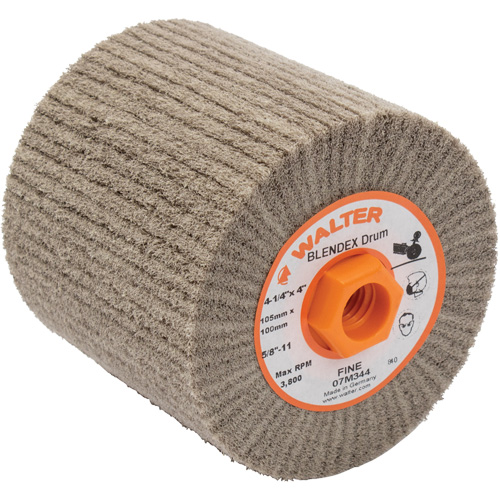 Tambour de conditionnement de surface Blendex, 4-1/4" dia. x 4" la, 5/8"-11 Arbre, Grain Fin NTL Industrial