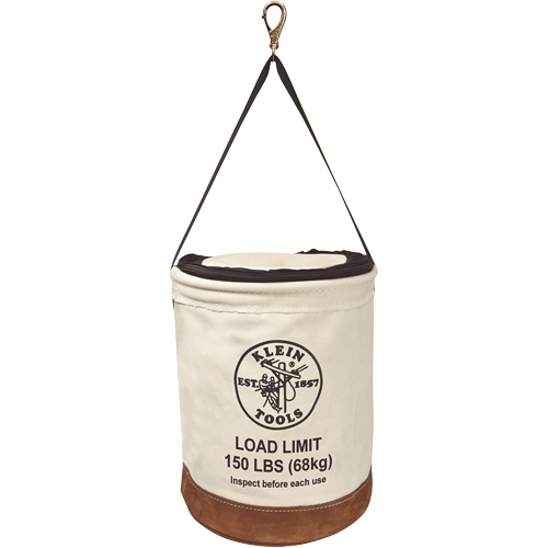 Canvas Bucket with Closing Top, Canvas, 14" Dia. x 17" H, 150 lbs. Load Rating NTL Industrial