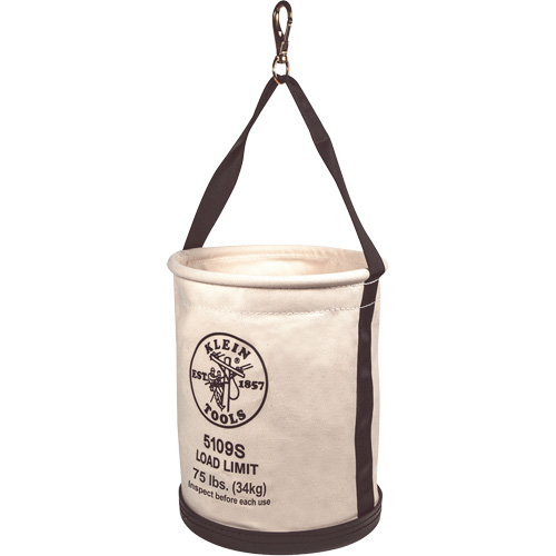 Canvas Bucket, Straight Wall with Swivel Snap and Drain Holes, Canvas, 12" Dia. x 15" H, 75 lbs. Load Rating NTL Industrial