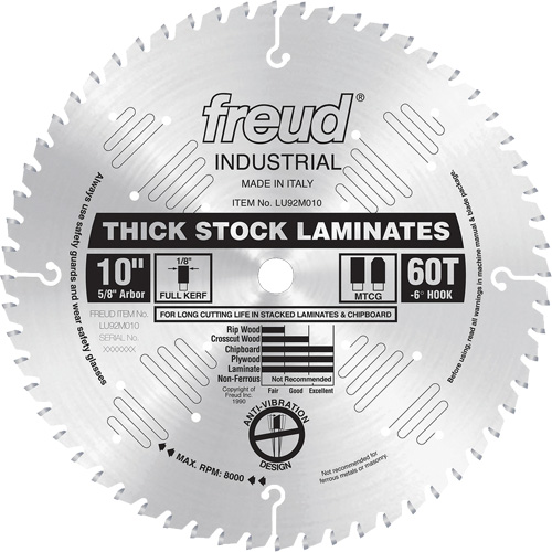 Lames de scie industrielle pour panneaux de particules, 10", 60 dents, Pour Stratifi&eacute; NTL Industrial