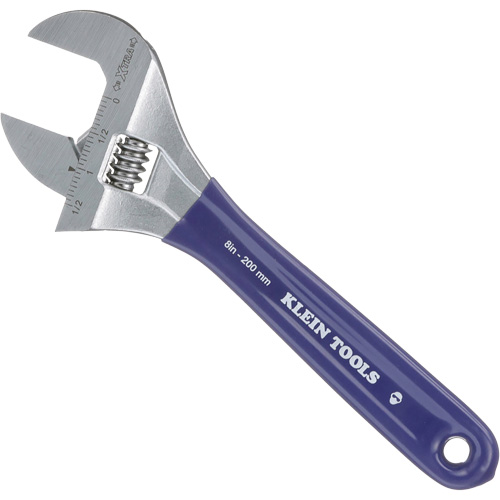 Extra-Wide Jaw Adjustable Wrench, 8" L, 1-1/2" Max Width, Plain NTL Industrial