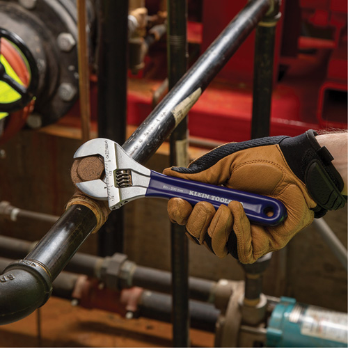 Extra-Wide Jaw Adjustable Wrench, 8" L, 1-1/2" Max Width, Plain NTL Industrial