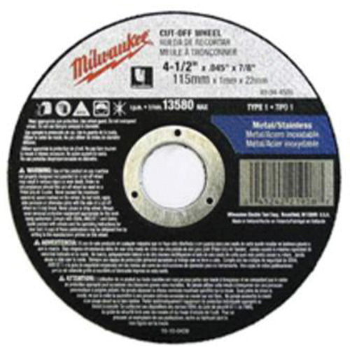 Depressed Centre Cut-Off Wheels, 5" x 0.045", 7/8" Arbor, Type 27, Aluminum Oxide, 13580 RPM NTL Industrial