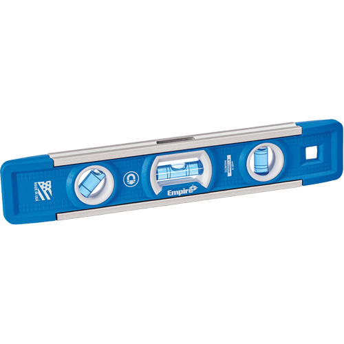 True Blue&reg; Torpedo Level, 9" L, Aluminum, 3 Vials, Magnetic NTL Industrial